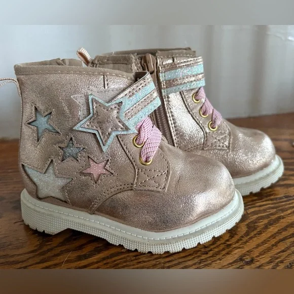 Wonder Nation Kids Metallic Star Boots Size‎ 5M EUC