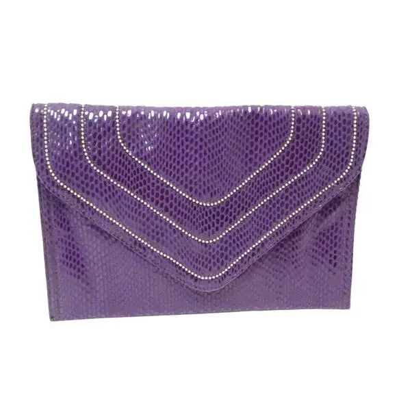 Jennifer Lopez Purple Snakeskin Clutch with Chain Strap