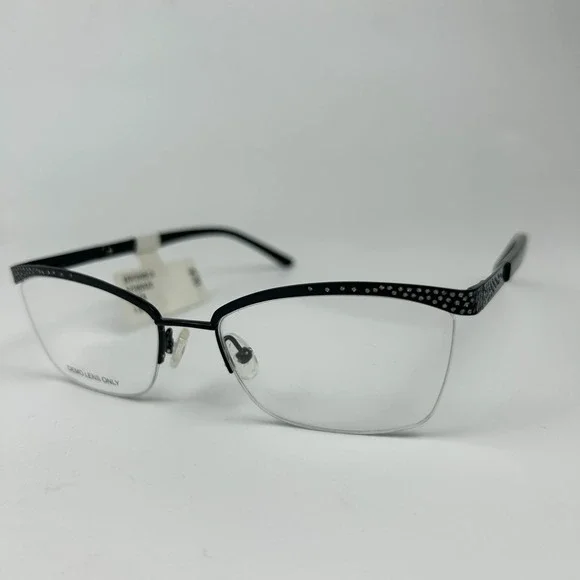Walmart Womens XRIY02NS Eyeglasses Frame Black Glitter Epoxies Half Rim 140