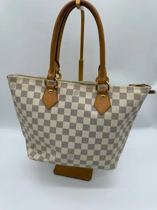 Louis Vuitton Saleya PM Damier Azur Canvas Tote Bag Handbag Purse