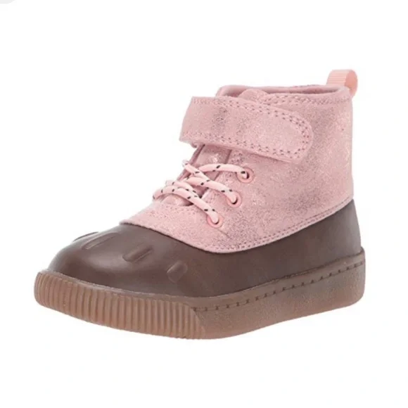 Carter's Frost Pink Brown Lace Up Infant/Toddler Girls Duck Ankle Boots