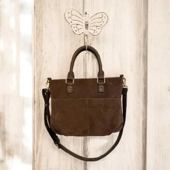 Sole Society Tote Crossbody Suede Animal Print Lining Tote With Crossbody Strap