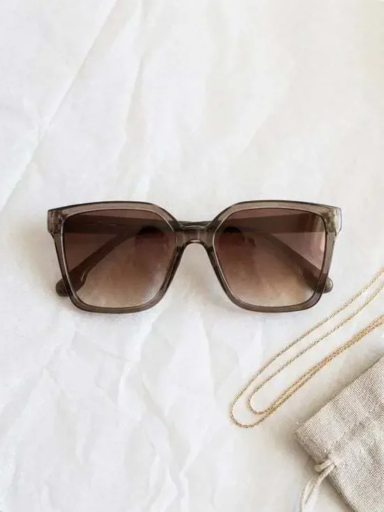 Unisex Brown Gradient Square Sunglasses for Men