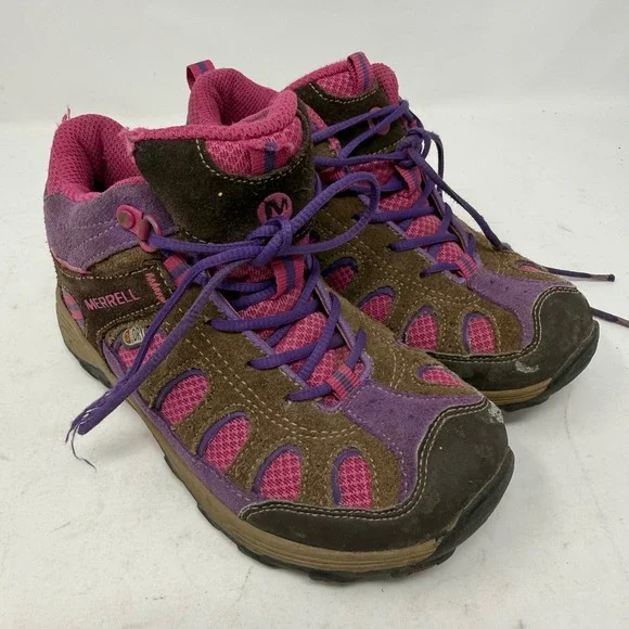 Merrell Kids Brown Pink Purple Waterproof Hiking Boots MC51952 Girls 1.5 US