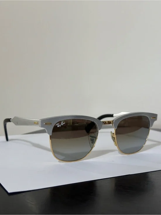 Ray-Ban Two-Tone Silver & Gold Frame Sunglasses with Green Gradient Lenses