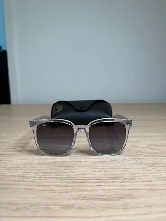 Ray-Ban Clear Frame Sunglasses with Gradient Smoke Lenses - Transparent & Gray