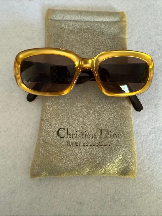 Dior Men's Amber/Black Rectangular Sunglasses