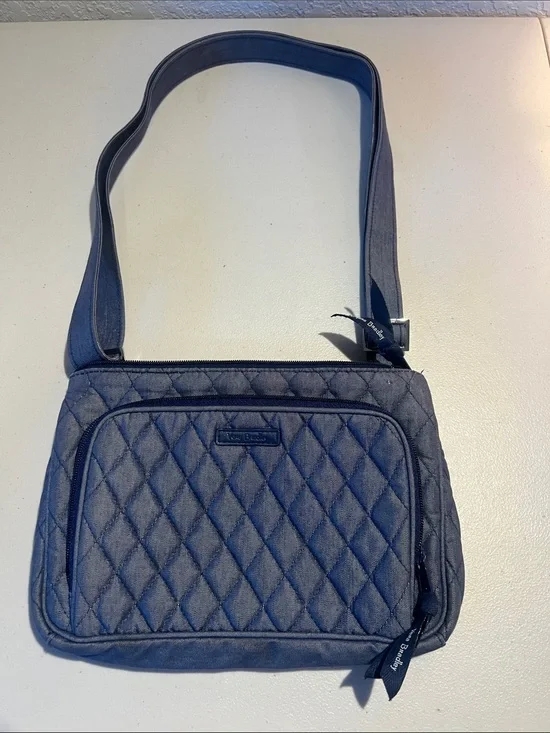 Vera Bradley Little Hipster Quilted Crossbody Shoulder Bag in Navy Denim
