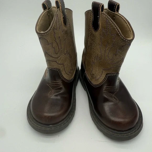 boys Brown Two-Tone Cowboy Boots - Durable Western Style