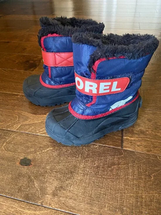 Sorel Kids Winter Snow Boots Size 11 Blue/Red Polar Bear w/ Original Box