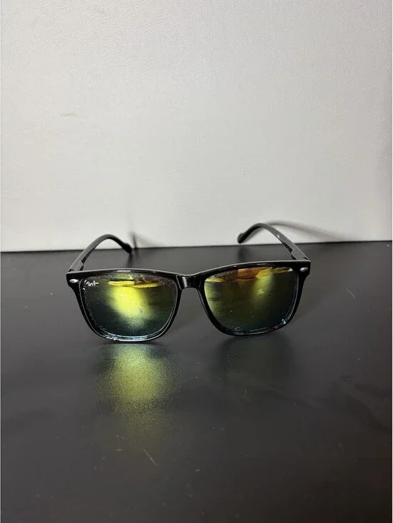 RAY BAN Wayfarer Style Sunglasses W/ Yellow Mirrored Lens