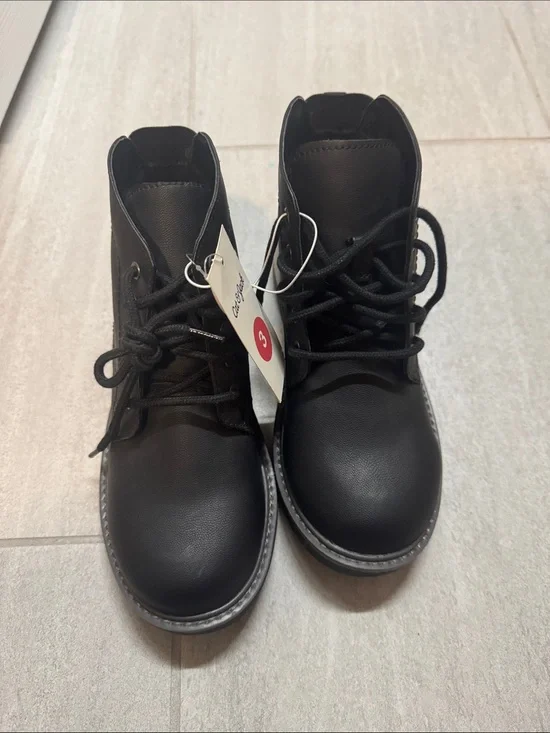 Cat & Jack Black Lace-Up Kids Ankle Boots