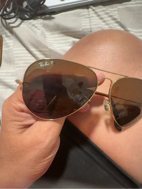 Ray-Ban Gold Frame Aviator Sunglasses with Brown Lenses