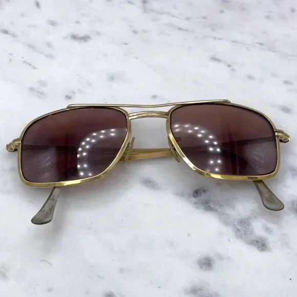 Vintage Shuron 6 USA Square Aviator (Navigator) Gold Eyeglasses Frames Only