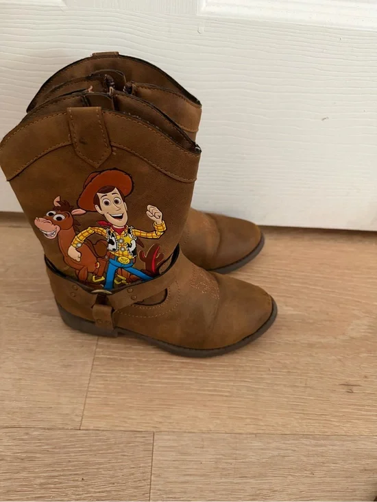 Disney Brown Kids Cowboy Boots with Woody Graphic