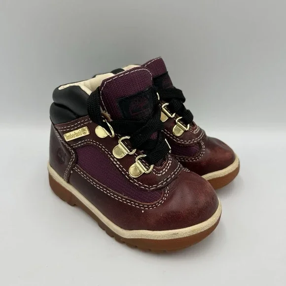 Timberland Toddler Boys Size 6.5 Burgundy Leather Lace Up Field Boots‎