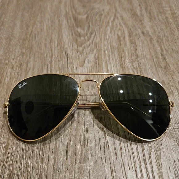 Ray-Ban RB3026 Aviator Large Metal II Sunglasses 62mm Gold Dark Lens Italy