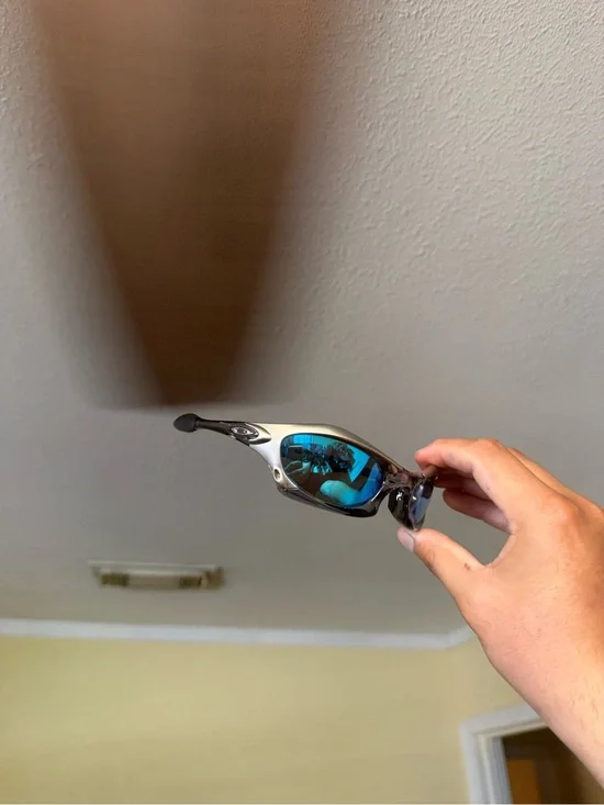 Blue Mirrored Sport Sunglasses - Silver Frame Oakley
