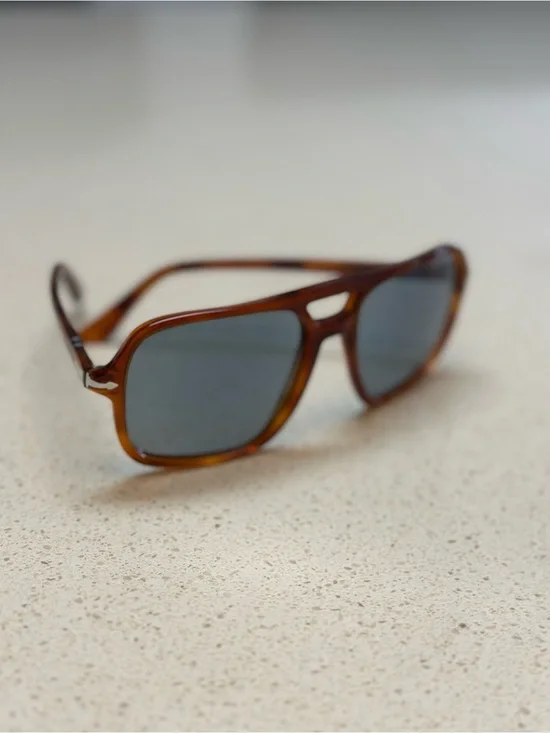 Persol Brown Tortoiseshell Frame Sunglasses with Gray Lenses