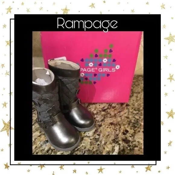 NEW Rampage Girl's Gray Girls Boots 5