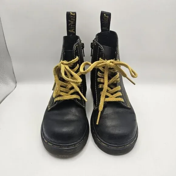 Dr. Doc Martens Kids 1460 Pascal T Black Combat Boots Grunge Alt Punk Size US 10