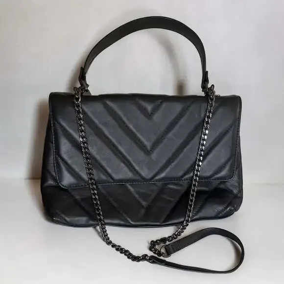 NWT Maison Héritage Paris Black Quilted Italian Leather Crossbody Bag