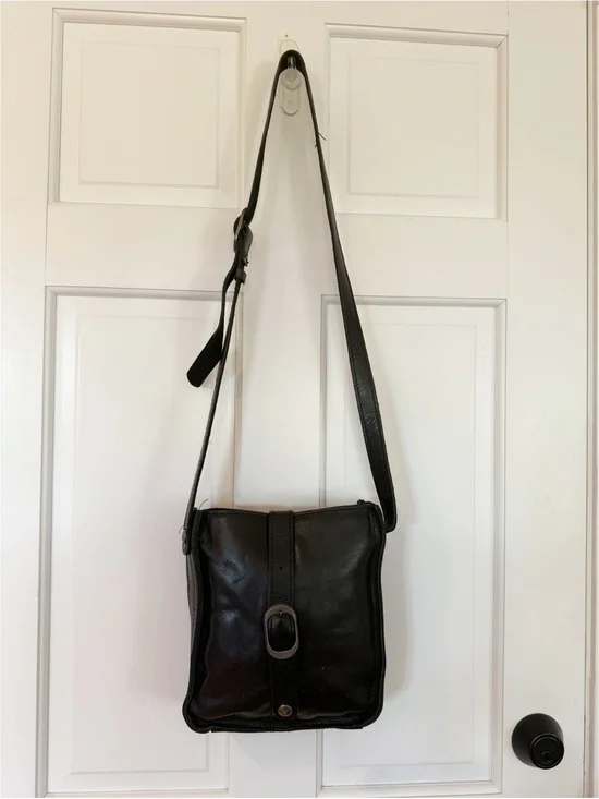 Patricia Nash Venezia Black Leather Pouch Crossbody Bag