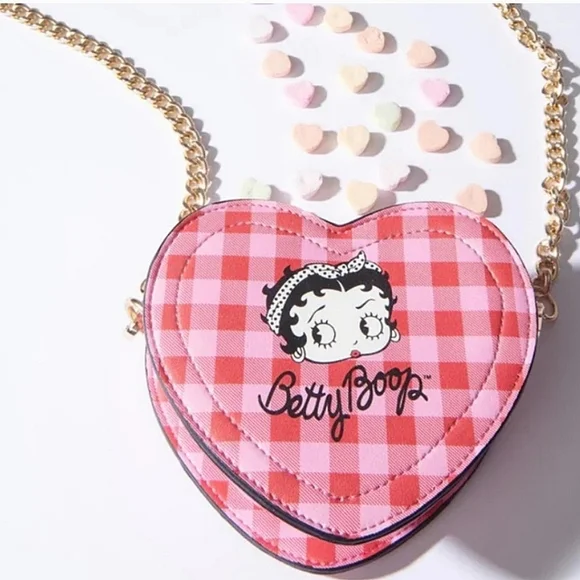 Betty Boop Pink Heart Crossbody Bag