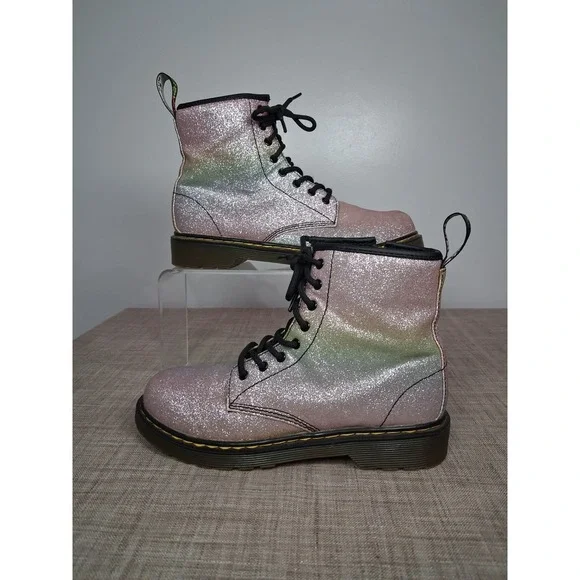 Dr. Martens 1460 Glitter J Rainbow Ombre Combat Boots Kids US 4 Pink Green AW004