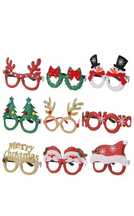 9 Pack Christmas Party Glasses Christmas Glitter Decoration Costume Eyeglasse...