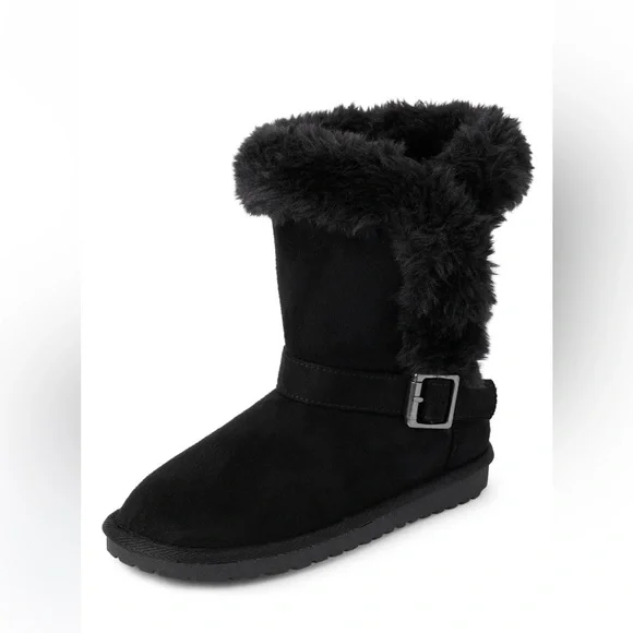 The Children’s Place Girls Black Faux Fur Winter Boots Size 2