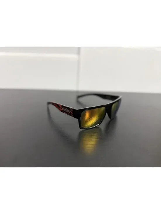 Vintage Biohazard Wrap Sunglasses Red Lightning Black Y2K BMX Skater