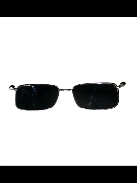 Amazon Men's Rectangular Silver Frame Sunglasses with Black Lenses