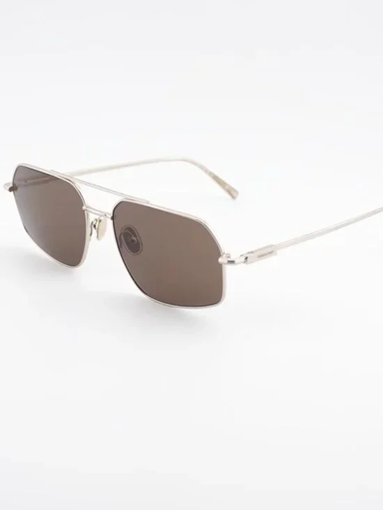 Salvatore Ferragamo SF313S 745 Sunglasses Gold Aviator Frame, Brown Lenses