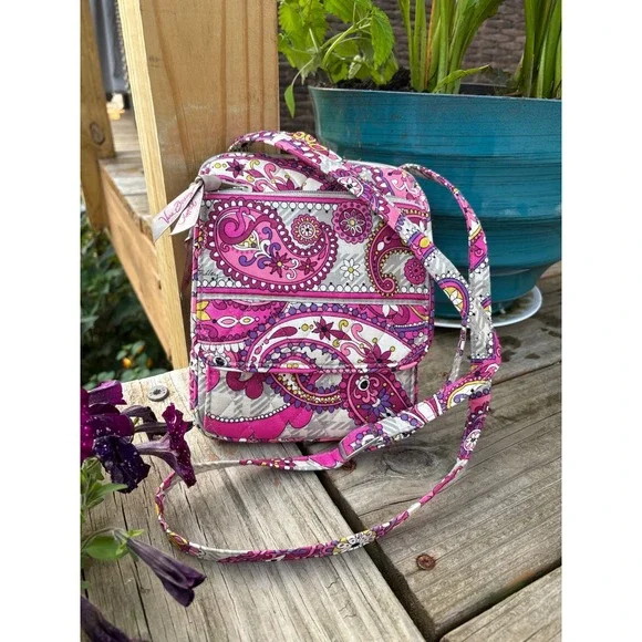 Vera Bradley Provencal Paisley Quilted Cotton Crossbody Bag Pink Purple Small