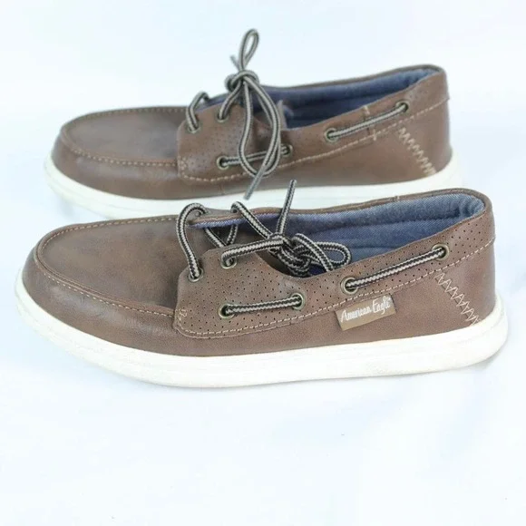 American Eagle Brown Leather‎ Boat Shoes Boys Size 1