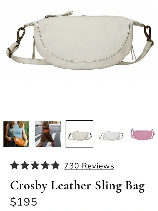 Latico Half-Moon Leather Crossbody Bag - Cream
