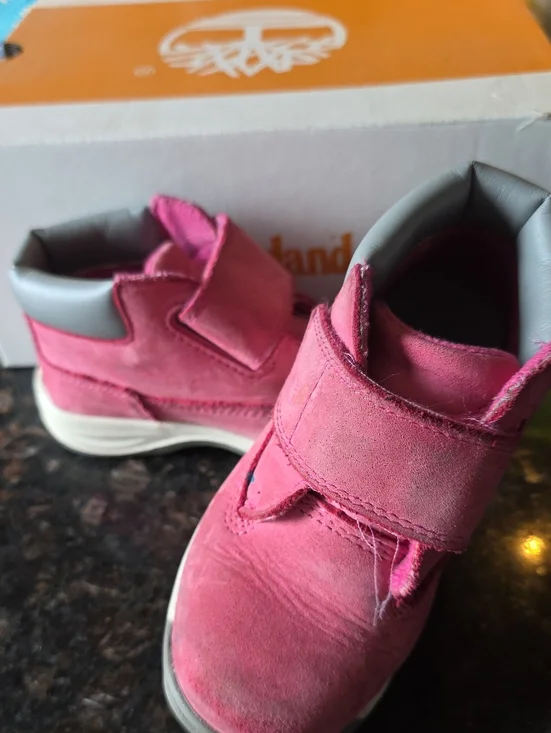Timberland Timber Tykes Kids Pink Nubuck Velcro Ankle Boots