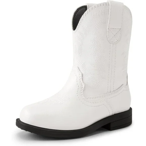 ⚡Girls White Toddler Cowgirl Boots Kids Western Square Toe Riding Mid Calf Boots