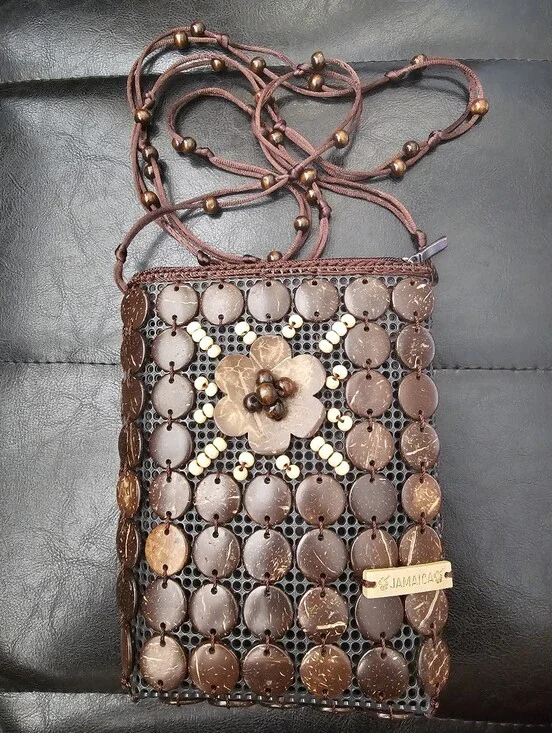 Brown Coconut Shell Jamaica Small Crossbody Bag