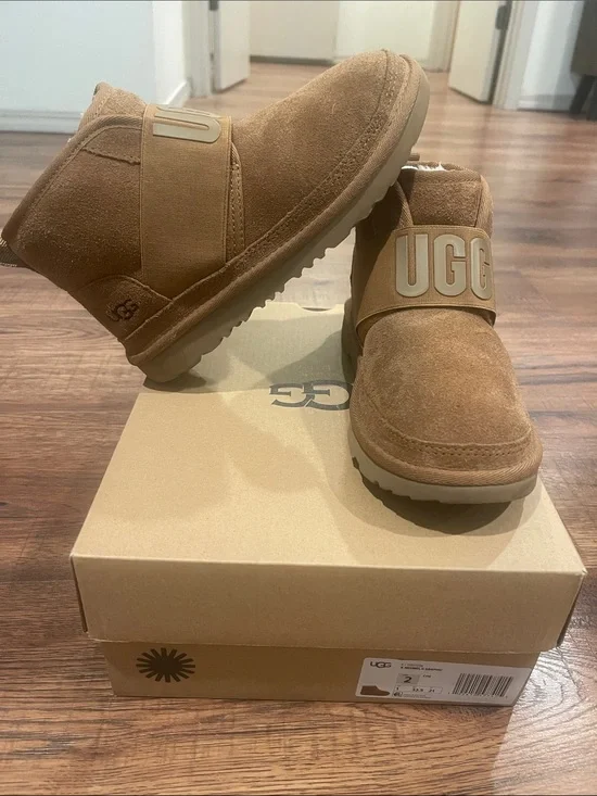 UGG Kids Slip-On Suede Boot in Chestnut Brown