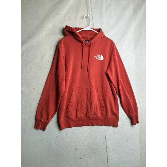 The North Face Mens Red Graphic Pullover Hoodie Never Stop Exploring Size M