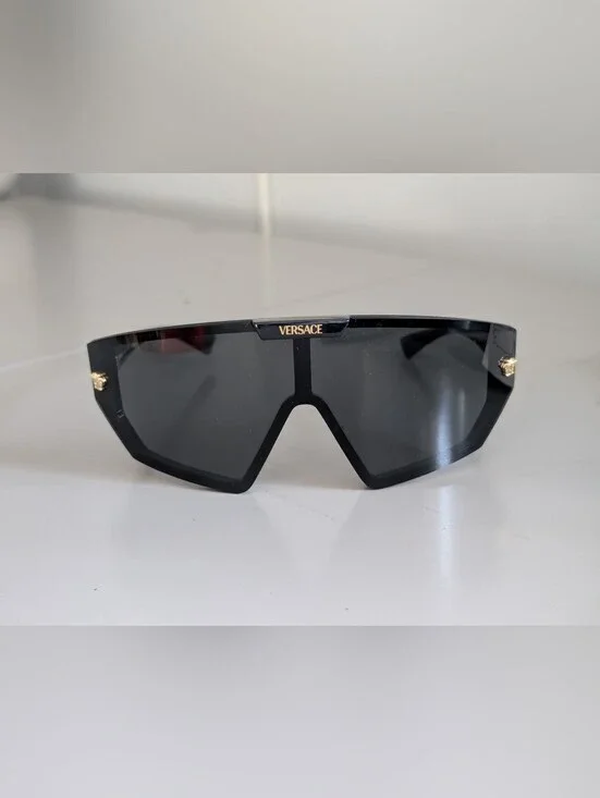 NWT Versace VE4461 GB1/87 Black Shield Sunglasses Interchangeable Lens Full Set