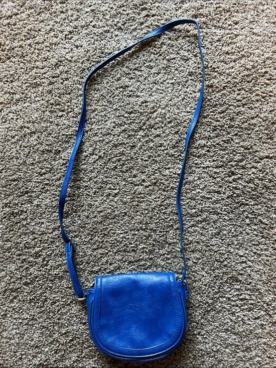 BCBGeneration Electric Blue Leather Crossbody Saddle Bag