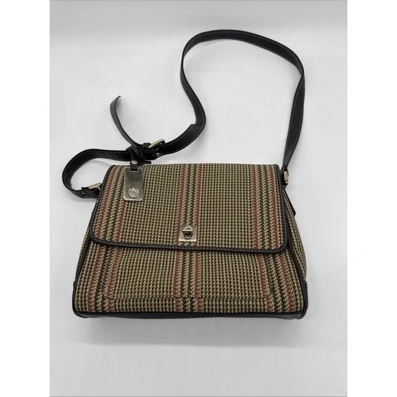 Liz Claiborne Accessories Crossbody Bag Brown Leather Multicolored With Straps