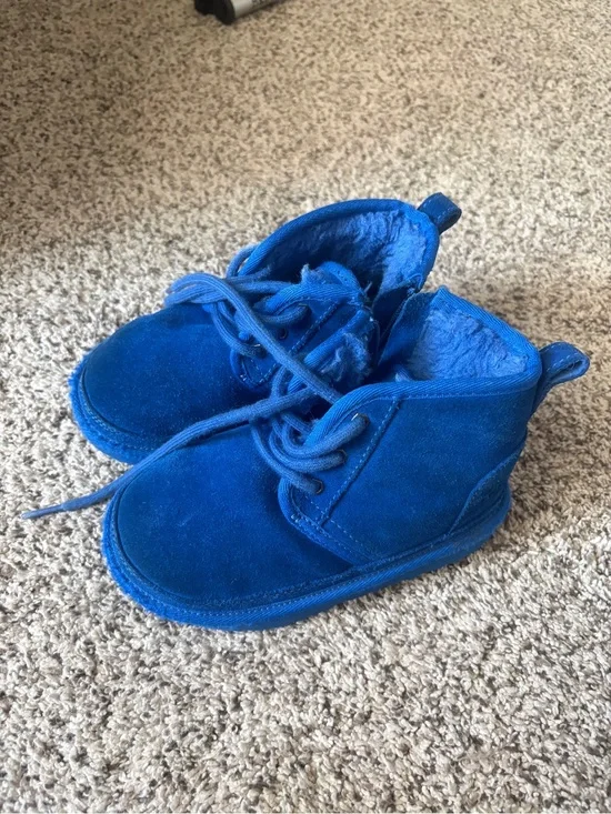 Kids UGG Blue Suede Lace-Up Shoes