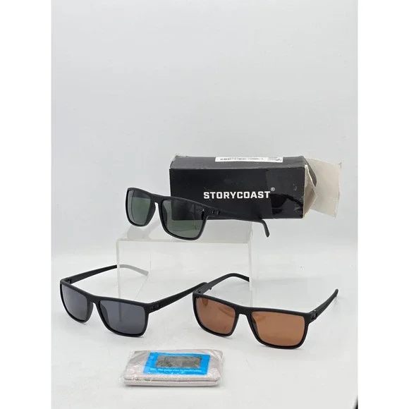 StoryCoast Sunglasses 3 Pack Mens OS Black Textured Polarized L5811 - NEW