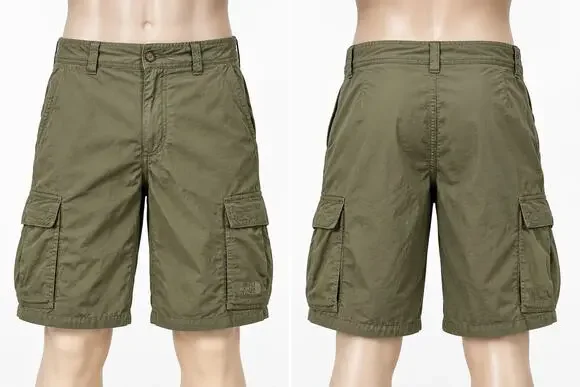 The North Face Mens 32 Cargo Shorts Olive Green Nylon Hiking Outdoor