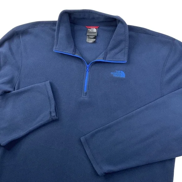 The North Face Mens Navy Blue XL Quarter Zip Fleece Pullover Mock Neck