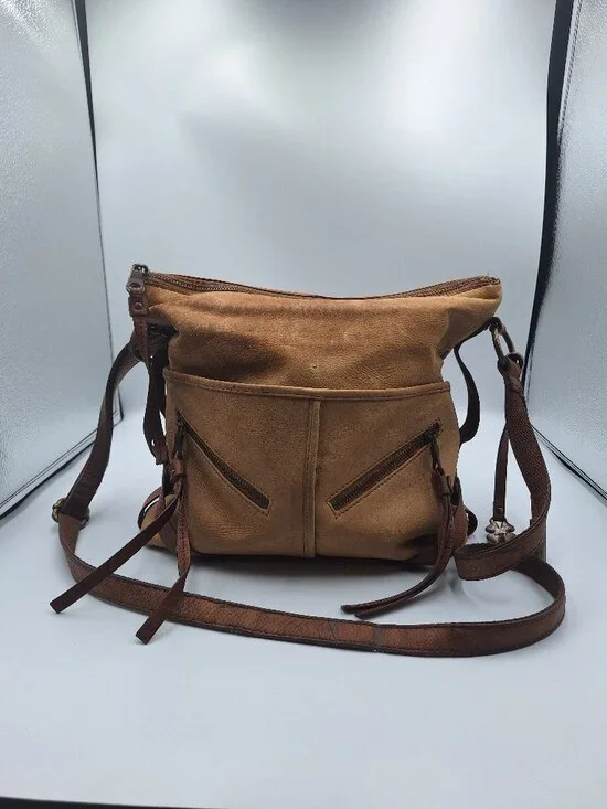 Lucky Brand Boho Western Leather Crossbody Bag Casual Fringe Purse